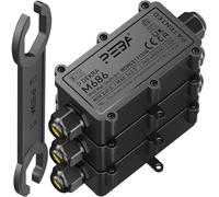 PEBA Junction Box, Earth Cable Terminal Box, Connection Box, 2-Way Junction Box, IP68 Waterproof Distribution Box, Cable Connector, Outdoor, Electrical Outdoor Distribution Box, 4 mm - 12 mm, Black