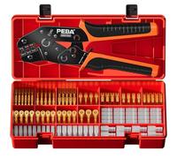 PEBA Spade Terminal Crimping Tool Kit 0.25-2.5mm² AWG24-14 | Ratchet Wire Crimper with 10 Types Spade Connectors & Ring Terminals, for Secure Electrical Wiring, Repairs and DIY Projects