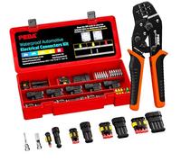 PEBA Waterproof Automotive Electrical Connectors Crimping Tool Kit, 1/2/3/4-Pin Way Waterproof Wire Connectors, Ratchet Crimper Tool for AWG 22-14 Wire, Electrical Wire Plug Car Tool Kit