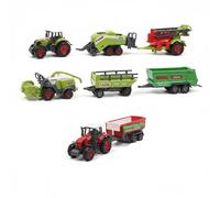 PEBBBLE HUG Diecast Farm Machine 8 Piece Toy Set, Realistic Tractor, Harvester, Trailer, Farm Vehicles, Enhances Hand-Eye Coordination, Perfect for Indoor and Outdoor Play, Random Colour & Design