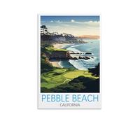 Pebble Beach California Vintage Travel Posters Golf 20x30inch(50x75cm) Canvas Print for Living Room, Bedroom, Dorm, Home, Office Wall Decoration