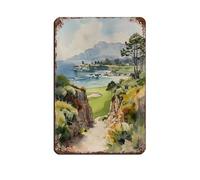 Pebble Beach Golf Links Watercolor Retro Poster Metal Tin Sign Chic Art Retro Iron Painting Bar People Cave Cafe Family Garage Poster Wall Decoration 8x12inch(20x30cm)
