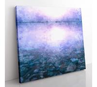 Pebble Beach Painting Modern Canvas Wall Art Print Ready to Hang, Framed Picture for Living Room Bedroom Home Office Décor, 35x35 cm (14x14 Inch)