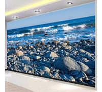 Pebble Beach Wall Mural Wallpaper Non-Woven 3D Stony Coast Photo Wallpaper Mural for Bedroom Living Room - Art Print Wall Decoration Poster Picture Design 280x200 cm(WxH) 1935o