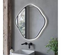 Pebble Black Backlit Heated Bathroom Mirror with Lights 760 x 800mm - Aster