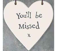 Pebble Eleven You'll Be Missed Small Wooden Heart Tag 3cm Gift Mini Tiny Hanging Sign Leaving
