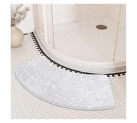 Pebble Embossed Carpet Curved Foot Mat Bathroom Mat Curved Bathroom Mat Fast Water Absorption Non-slip Water Absorbent Bathroom Floor Toilet Mat Curved Shower Mat (Black 40x100cm)(White A)