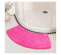 Pebble Embossed Carpet Curved Foot Mat Bathroom Mat Curved Bathroom Mat Fast Water Absorption Non-slip Water Absorbent Bathroom Floor Toilet Mat Curved Shower Mat (Black 40x100cm)(Rose Pink)