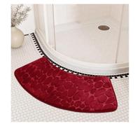 Pebble Embossed Carpet Curved Foot Mat Bathroom Mat Curved Bathroom Mat Fast Water Absorption Non-slip Water Absorbent Bathroom Floor Toilet Mat Curved Shower Mat (Black 40x100cm)(Wine Red)