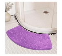 Pebble Embossed Carpet Curved Foot Mat Bathroom Mat Curved Bathroom Mat Fast Water Absorption Non-slip Water Absorbent Bathroom Floor Toilet Mat Curved Shower Mat (Black 40x100cm)(Purple)