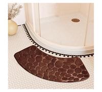 Pebble Embossed Carpet Curved Foot Mat Bathroom Mat Curved Bathroom Mat Quick Water Absorbent Anti-Slip Water Absorbent Bathroom Floor Toilet Mat Curved Shower Mat(Coffee)