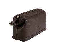 Pebble Grain Leather Wash Bag - CHOCOLATE / ONE