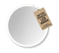Pebble Grey Bathroom Mirror 500x500mm Frameless Design - Cypress Round Wall Mirror with Lights, Battery Powered, Rocker Switch, Wireless Natural White LED Illuminated Vanity Bathroom Decor