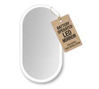 Pebble Grey Bathroom Mirror 500x800mm Frameless Design - Verve Pill Wall Mirror with Lights, Rechargeable Lithium-Ion Battery, Rocker Switch, Wireless Natural White LED Vanity Bathroom Decor
