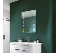 Pebble Grey Bathroom Mirror with LED Lights 500x700mm IP44 - Leto Slimline Wall Mounted Bathroom LED Mirror Battery Operated, Rectangular Aluminum Frame Lighted Unit with Rocker Switch for Vanity Uses