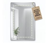 Pebble Grey Bathroom Mirror with LED Lights 800x600mm IP44 - Maya Wall Mounted Bathroom LED Mirror Battery Operated, Rectangular Slimline Lighted Unit with Rocker Switch for Vanity and Daily Grooming
