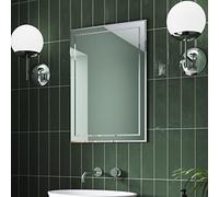 Pebble Grey Bevelled Edge Bathroom Mirror 500x700mm - Isla Bathroom Mirrors Wall Mounted, Metal Frame Rectangular Wall Mirror for Bathrooms, Vanity Mirrors for Bedroom, Living Room & Office