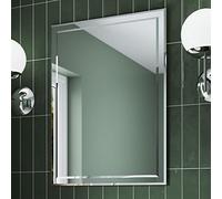 Pebble Grey Bevelled Edge Bathroom Mirror 600x800mm - Isla Rotatable Bathroom Mirrors Wall Mounted, Metal Frame Rectangular Wall Mirror for Bathrooms, Vanity Mirrors for Bedroom, Living Room & Office