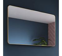 Pebble Grey Brushed Brass Bathroom Mirror 1000x600mm - Jett Rotatable Bathroom Wall Mirror, Aluminium Framed Wall Mounted Vanity Bedroom Mirrors, Rectangular Mirrors for Living Room, and Hallways