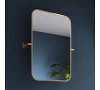 Pebble Grey Brushed Brass Bathroom Mirror 500x700mm - Axel Bathroom Mirrors Wall Mounted, Tilting Wall Mirrors for Bedrooms, Rectangular Aluminum Framed Hallway Mirror for Walls, Living Room & Bedroom