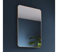 Pebble Grey Brushed Brass Bathroom Mirror 500x700mm - Jett Rotatable Bathroom Wall Mirror, Aluminium Framed Wall Mounted Vanity Bedroom Mirrors, Rectangular Mirrors for Bedroom, Living Room & Hallways