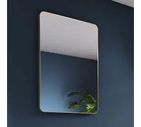 Pebble Grey Brushed Brass Bathroom Mirror 600x800mm - Jett Rotatable Bathroom Wall Mirror, Aluminium Framed Wall Mounted Vanity Bedroom Mirrors, Rectangular Mirrors for Bedroom, Living Room & Hallways