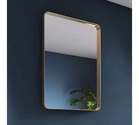Pebble Grey Brushed Brass Bathroom Mirror 600x800mm - Onyx Rotatable Bathroom Mirrors Wall Mounted, Rectangle Wall Mirrors for Bedrooms, Aluminium Framed Bedroom Mirror, Brushed Brass Accessories