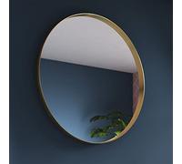 Pebble Grey Brushed Brass Bathroom Mirror 800x800mm - Onyx Rotatable Bathroom Mirrors Wall Mounted, Round Wall Mirrors for Bedrooms, Aluminum Framed Bedroom Mirror, Brushed Brass Accessories