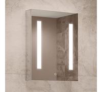 Pebble Grey Illuminated Bathroom Mirror Cabinets with Lights 500x650mm IP44 Rated - Linden LED Bathroom Mirror Cabinet with Shaver Socket,Concealed Demister Pad, & Touch Switch, Wall-Mounted Mirrors