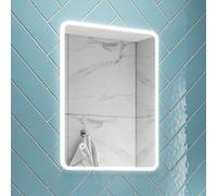 Pebble Grey Illuminated Bathroom Mirror with LED Lights 390x500mm IP44 Rated - Nano LED Bathroom Mirrors with Heated Demister Pads and Touch Sensor Switch, Wall-Mounted Vanity Mirrors, Digital Mirror
