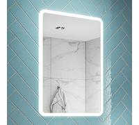 Pebble Grey Illuminated Bathroom Mirror with LED Lights 500x700mm IP44 Rated - Nano LED Bathroom Mirrors with Heated Demister Pads and Touch Sensor Switch, Wall-Mounted Vanity Mirrors, Digital Mirror