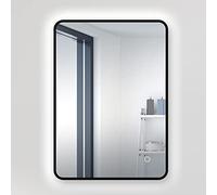 Pebble Grey Illuminated Bathroom Mirror with LED Lights 700x500mm IP44 Rated - Oslo Curve LED Bathroom Mirror with Ambient Light, Heated Demister Pad, & Touch Sensor Switch, Rotatable Wall-Mounted