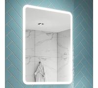 Pebble Grey Illuminated Bathroom Mirror with LED Lights 800x600mm IP44 Rated - Nano LED Bathroom Mirrors with Heated Demister Pads and Motion Sensor Switch, Wall-Mounted Vanity Digital Mirrors