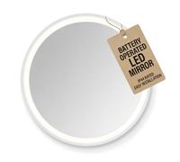 Pebble Grey LED Bathroom Mirror 500x500mm Frameless Round Design - Verve Rechargeable Lithium-Ion Battery Wall Mirror with Lights, Rocker Switch Natural White Vanity Lighting