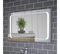 Pebble Grey™ Leila Illuminated LED Bathroom Mirror with Shaver Socket and Heated Demister Mirror Pad | 1000 x 600mm | Motion Sensor Switch | IP44 Rated