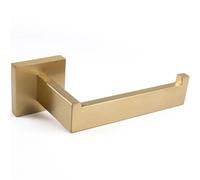 Pebble Grey™ Manhattan Toilet Roll Holder for Bathroom, Wall Mounted with Screws, Industrial Style Toilet Paper Holder, Contemporary Design, Anti-Rust, Concealed Fixings (Brushed Brass)