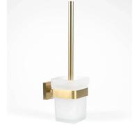 Pebble Grey™ Manhattan Wall Mounted Toilet Brush & Holder for Bathroom, Industrial Style Toilet Cleaner Brush, Contemporary Design, Anti-Rust, Wall Mounted with Screws (Brushed Brass)