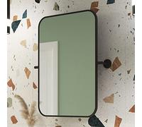 Pebble Grey Matt Black Bathroom Mirror 500x700mm - Axel Bathroom Mirrors Wall Mounted, Tilting Wall Mirrors for Bedrooms, Rectangular Aluminum Framed Hallway Mirror for Dining, Living Room & Bedroom