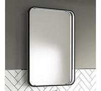Pebble Grey Matt Black Illuminated Bathroom Mirror with LED Lights 500x700mm IP44 Rated - Luna Portrait Non Dimmable LED Bathroom Mirrors with Lights, Demister Pad, & Touch Sensor, Black Framed