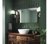 Pebble Grey Mirror 1200x600mm IP44 - Jett Slim Rectangular Chrome Frame Design, Stylish Bathroom Mirrors for Wall, Elegant Mirror Wall Accent Over Sink