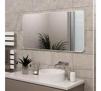 Pebble Grey Mirror 1200x600mm IP44 - Jett Slim Rectangular White Frame Design, Stylish Bathroom Mirrors for Wall, Elegant Mirror Wall Accent Over Sink