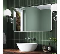 Pebble Grey White Bathroom Mirror 1000x600mm - Jett Rotatable Bathroom Mirrors, Aluminium Framed Wall Mounted Vanity Bedroom Mirror, Rectangular Wall Mirrors for Hallway, Bedroom, Living Room & Office