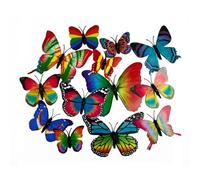 PEBBLE HUG 12 x Butterflies For Garden Or Indoors Fridge Magnet Or Sticky Tab Mixed Sizes, Three-Dimensional Butterfly Magnet Wall Sticker, Decoration Refrigerator Sticker Home (Multi-Colour)