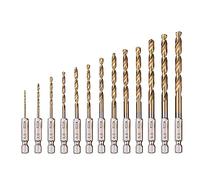 PEBBLE HUG 13pcs Titanium Coated Twist Drills Bit Set, Easy Usage and Storage 1.5mm - 6.5mm, Hex Shank Quick Change Drill Bits for Steel, Soft Metal, Wood, PVC And Plastic