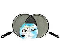 Pebble Hug 2 x 28cm Splatter Guard Set Frying Pan Anti Splash Screen Cover Mesh Metal Wired, Mesh Splatter Screen with Heat Resistant Handle, Easy to Clean