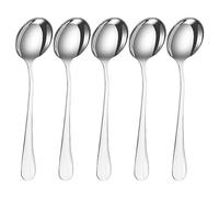 PEBBLE HUG 4Pcs Soup Spoons Stainless Steel Spoon for Soup, Curry, Vegetables Cutlery Spoons, Smooth Edges, Elegant Design, Sturdy Structure, Use for Home, Kitchen Or Restaurant