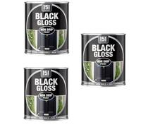 PEBBLE HUG Black Gloss Non-Drip Paint, Quick-Drying and Versatile, Perfect for DIY Projects, Renovations, Ideal for Wood, Metal, Indoor or Outdoor Surfaces, 300ml, (3 Pcs)