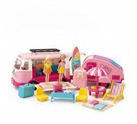 PEBBLE HUG Camper Van Doll Playset, Easy Assembly, Portable Design, Encourages Creativity, Storytelling, Social Skills, Fine Motor Development, Opening Doors, Mini Chairs, Table, Umbrella