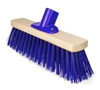 PEBBLE HUG Heavy Duty Wooden Broom Head, Quick and Easy Replacement, Effortless Removal of Dust, Dirt, Mud, Leaves, Stubborn Debris, Indoor and Outdoor Use, 12Inch, (Blue)