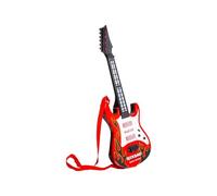 PEBBLE HUG Kid's Plastic Rock Band Musical Toys, Guitar with Sparkling Lights, Learning Toy for Kids, Best Gift for Boys and Girls, Rock Roll Look (52cm, Red)